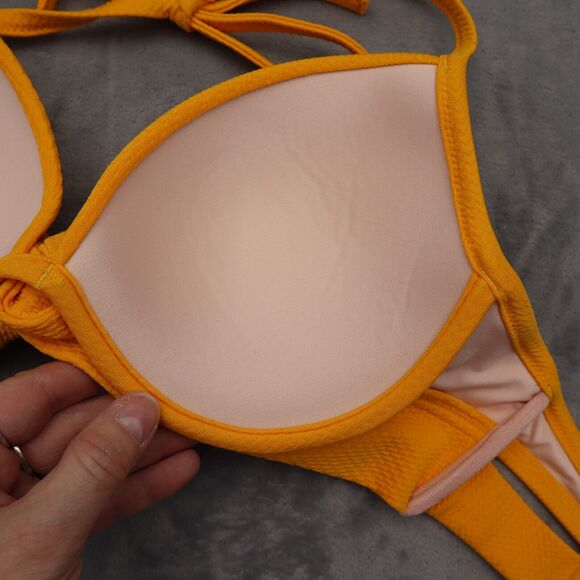 Shade and Shore Swim Wear Bra Womens 36 C Yellow Underwire Halter Bikini Top - Picture 13 of 16